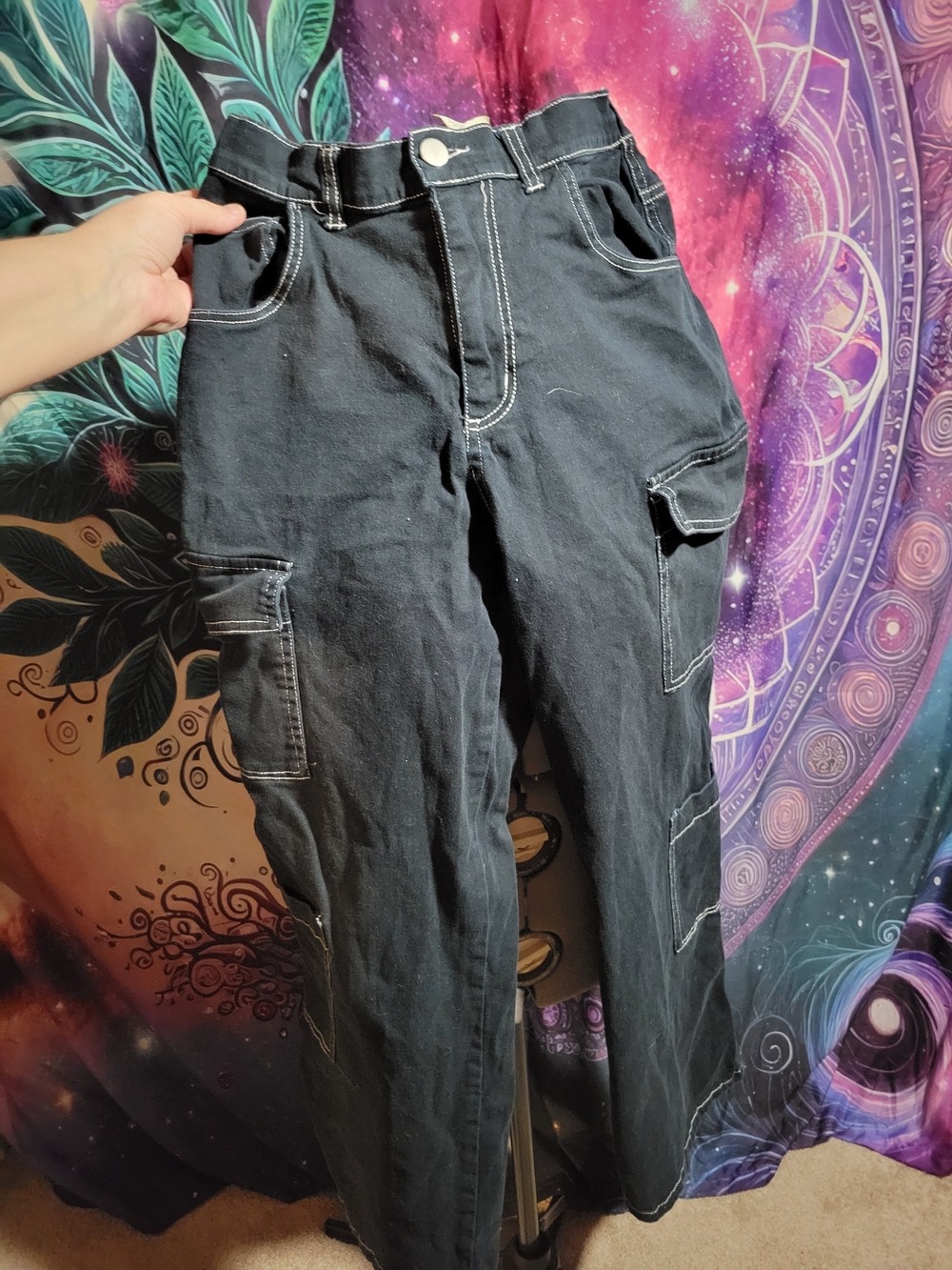 Black Wide Leg Cargo Jeans - Women's Flare & Wide Leg